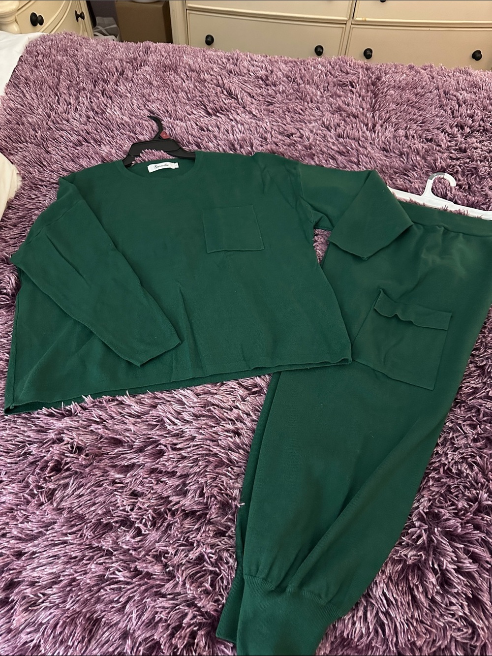 Cozy Women's Dark Green Knit Jogger Set